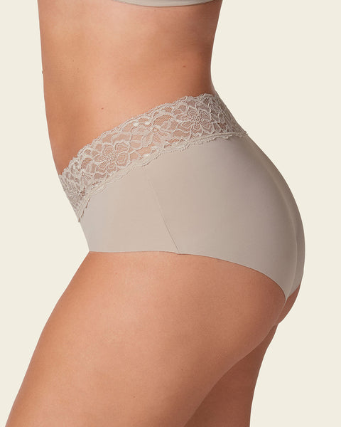 Panty hípster en tela ultraliviana con franja de SmartLace®#color_802-cafe-claro