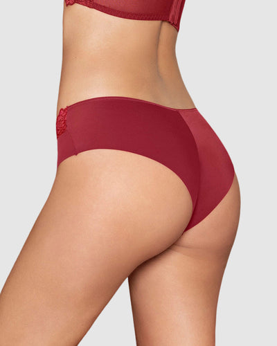 Panty cachetero en tela ultraliviana con encaje#color_a40-rojo