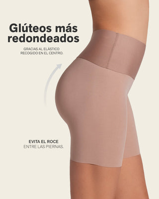 Paquete x 2 shorts de control moderado aspecto invisible con fajón antideslizante#color_857-cafe-medio