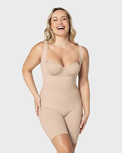 Body busto libre ultraliviano de compresión fuerte#color_802-cafe-claro