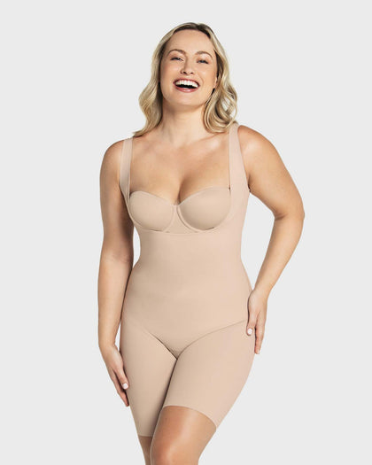 Body busto libre ultraliviano de compresión fuerte#color_802-cafe-claro