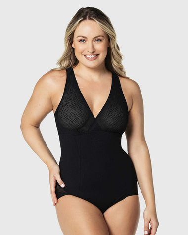 Faja tipo body con bralette incorporado con compresión de abdomen#color_700-negro