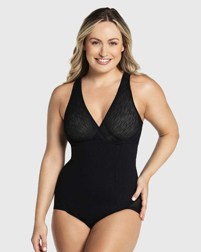 Faja tipo body con bralette incorporado con compresión de abdomen#color_700-negro