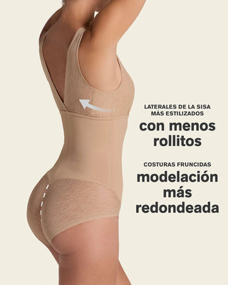 Faja tipo body con bralette incorporado con compresión de abdomen#color_801-cafe-medio