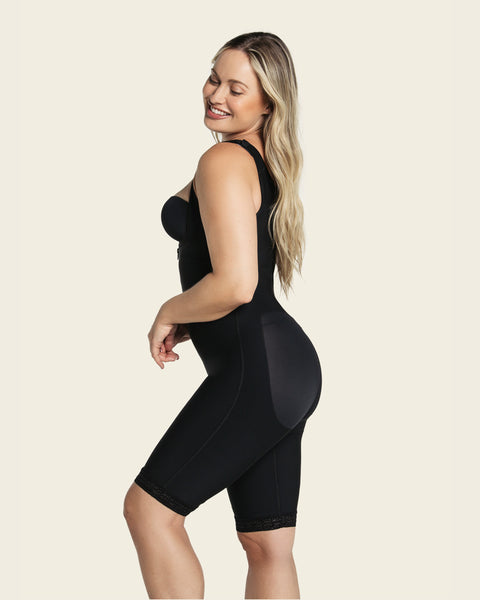 Faja body compresión fuerte en abdomen y muslos con efecto levanta cola#color_700-negro