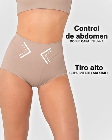 Panty clásico de compresión y tiro alto#color_802-cafe-claro