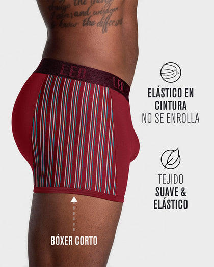 Bóxer corto con tecnología de ajuste perfecto en microfibra#color_174-rojo-oscuro