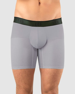 Bóxer medio de secado rápido con mallas transpirables en microfibra#color_166-fondo-gris-elastico-verde-oscuro