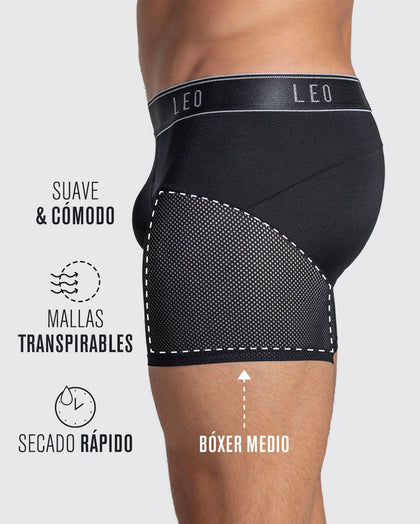 Bóxer medio de secado rápido con mallas transpirables en microfibra#color_712-negro-con-elastico-naranja