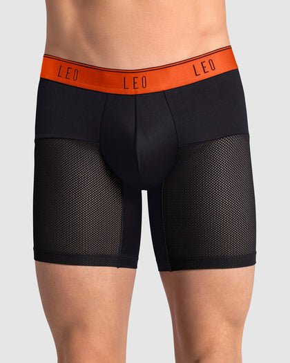 Bóxer medio de secado rápido con mallas transpirables en microfibra#color_712-negro-con-elastico-naranja