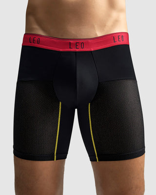 Bóxer medio de secado rápido con mallas transpirables en microfibra#color_b16-negro-elastico-rojo