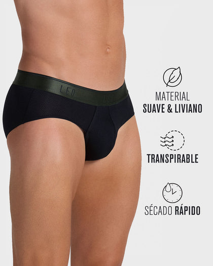 Bóxer brief de alta transpiración en microfibra ideal para uso diario#color_496-negro-elastico-verde