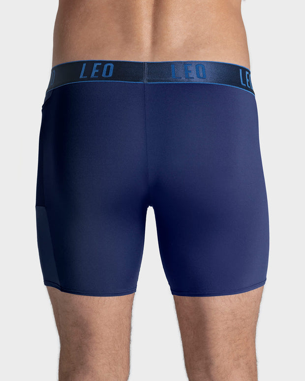 Bóxer deportivo largo con bolsillo lateral en microfibra