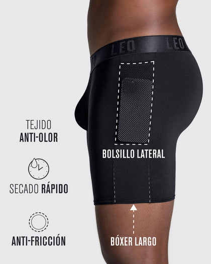 Bóxer deportivo largo con bolsillo lateral en microfibra#color_700-negro
