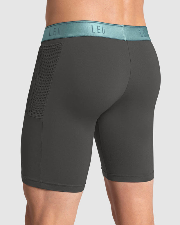 Bóxer deportivo largo con bolsillo lateral en microfibra