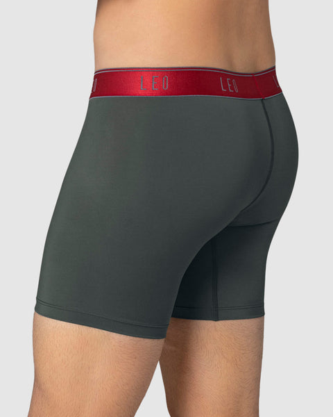 Bóxer de microfibra y ajuste inteligente con diseño ergonómico en la parte frontal#color_673-gris-elastico-rojo
