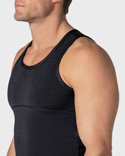 Camiseta de compresión moderada en abdomen y zona lumbar en algodón elástico#color_700-negro