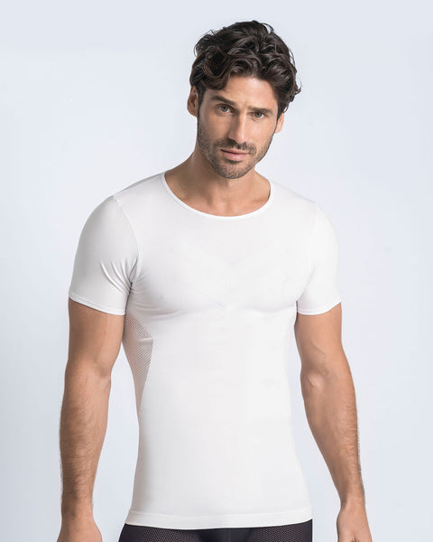 Camiseta de compresión suave en microfibra y tecnología SkinFuse® sin costuras#color_000-blanco