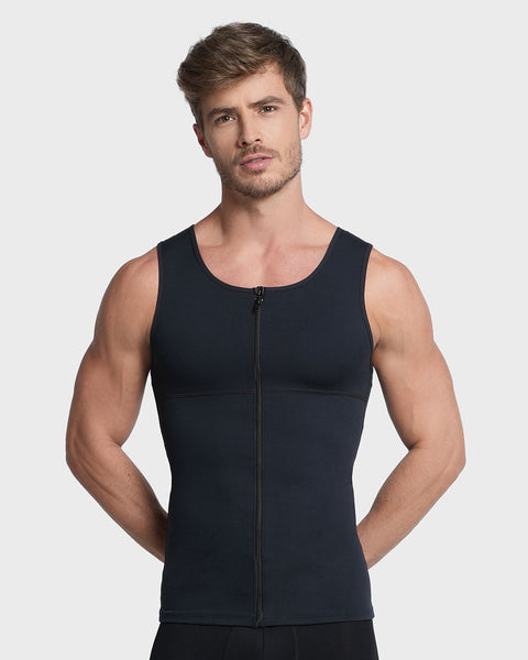 Chaleco de compresión con doble capa de tela en abdomen y espalda#color_700-negro