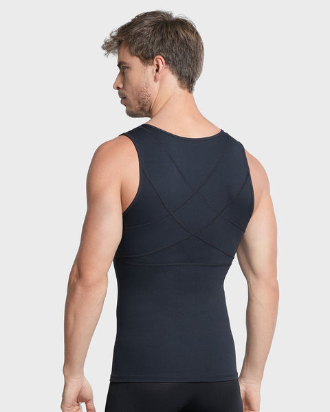 Chaleco de compresión con doble capa de tela en abdomen y espalda#color_700-negro