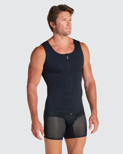 Chaleco de compresión con doble capa de tela en abdomen y espalda#color_700-negro