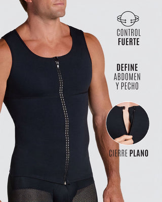 Chaleco de compresión con doble capa de tela en abdomen y espalda#color_700-negro
