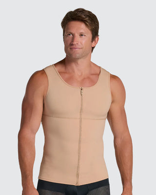 Chaleco de compresión con doble capa de tela en abdomen y espalda#color_801-cafe-medio