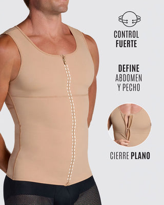 Chaleco de compresión con doble capa de tela en abdomen y espalda#color_801-cafe-medio