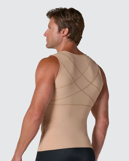 Chaleco de compresión con doble capa de tela en abdomen y espalda#color_801-cafe-medio