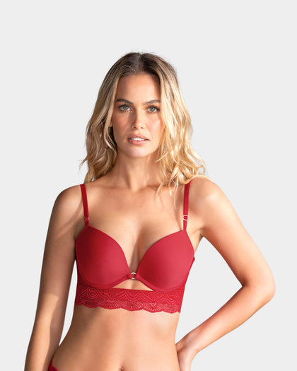 Brasier doble realce con escote profundo en espalda#color_370-rojo