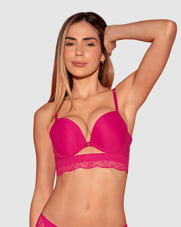 Brasier doble realce con escote profundo en espalda#color_478-fucsia