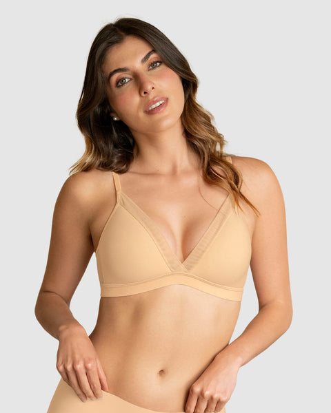 Brasier sin varilla Pura Comodidad con detalles en encaje#color_219-naranja-claro