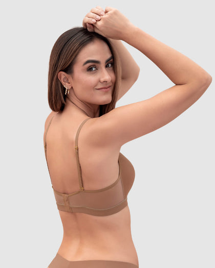 Brasier sin varilla Pura Comodidad con detalles en encaje#color_640-cafe-medio