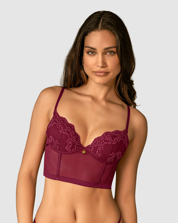 Solo-POS Bustier en encaje con transparencias en la base y espalda