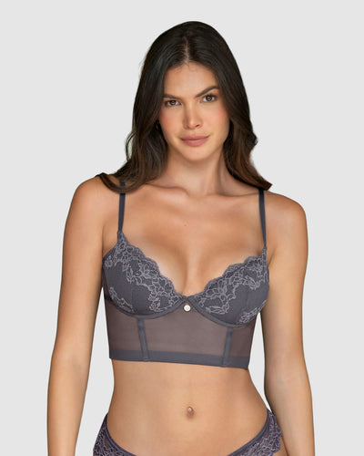 Bustier en SmartLace® con transparencias en la base y espalda#color_721-gris-oscuro