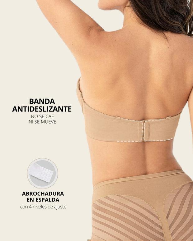 Brasier strapless ideal para busto mediano y grande