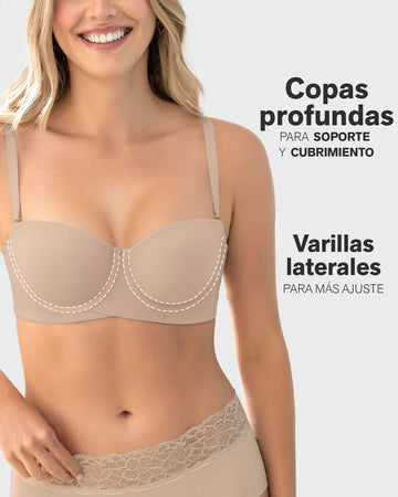 Brasier strapless ideal para busto mediano y grande#color_802-cafe-claro