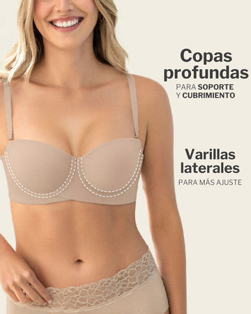 Brasier strapless ideal para busto mediano y grande#color_802-cafe-claro