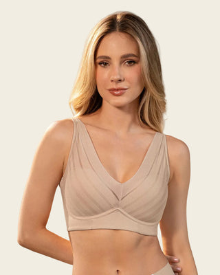 Brasier sin arco, alto cubrimiento en escote y espalda#color_802-cafe-claro