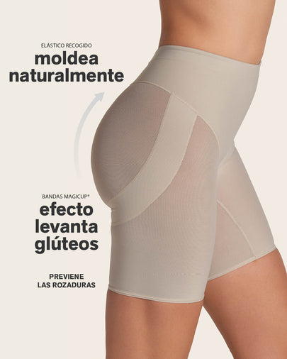 Panty faja tipo short levanta cola de compresión en abdomen#color_802-cafe-claro