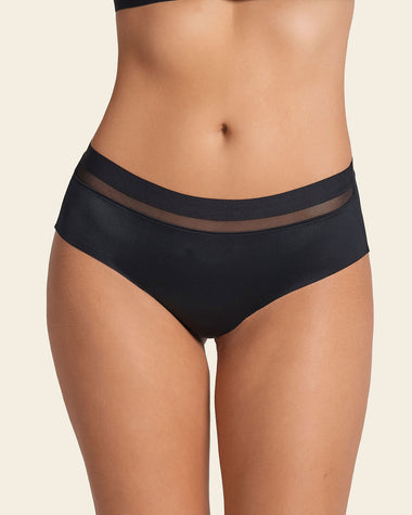 Panty cachetero con franja transparente decorativa#color_700-negro