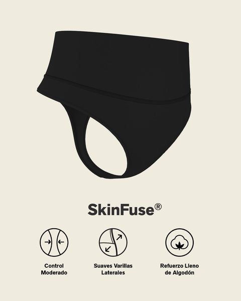 Brasilera de compresión moderada tiro alto en SkinFuse®#color_700-negro
