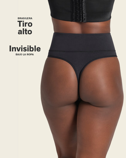 Brasilera de compresión moderada tiro alto en SkinFuse®#color_700-negro