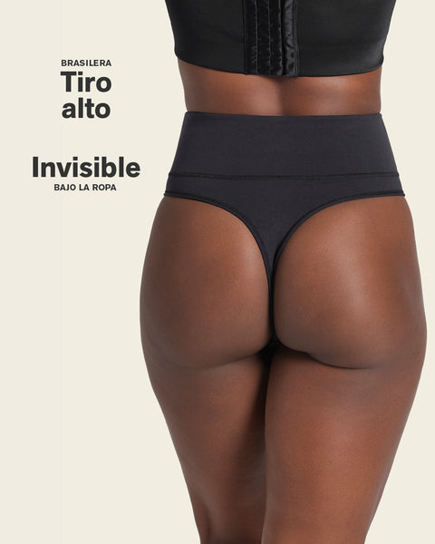 Brasilera de compresión moderada tiro alto en SkinFuse®#color_700-negro