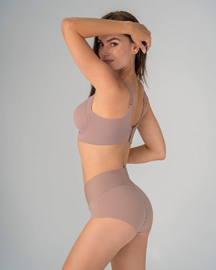 Panty hípster tiro alto de compresión fuerte de abdomen#color_281-rosa-palido