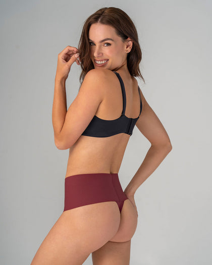 Panty faja brasilera con fajón ancho de compresión fuerte tiro alto#color_382-vino