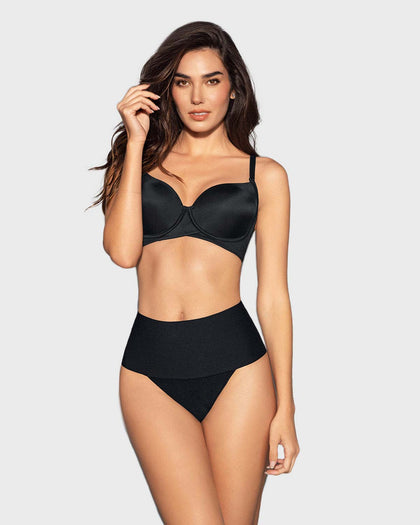 Faja pantalón brasilera con fajón ancho de compresión fuerte tiro alto#color_700-negro