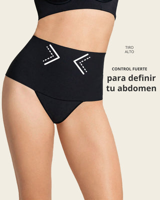 Faja pantalón brasilera con fajón ancho de compresión fuerte tiro alto#color_700-negro