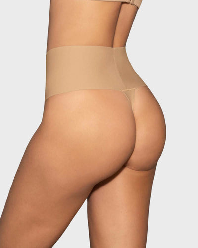 Faja pantalón brasilera con fajón ancho de compresión fuerte tiro alto#color_801-cafe-medio