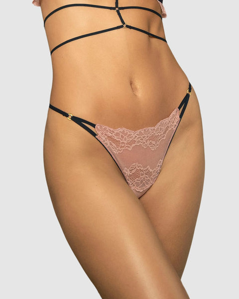 Tanga brasilera en SmartLace® ligera y cómoda#color_093-rosa-vieja-elastico-negro